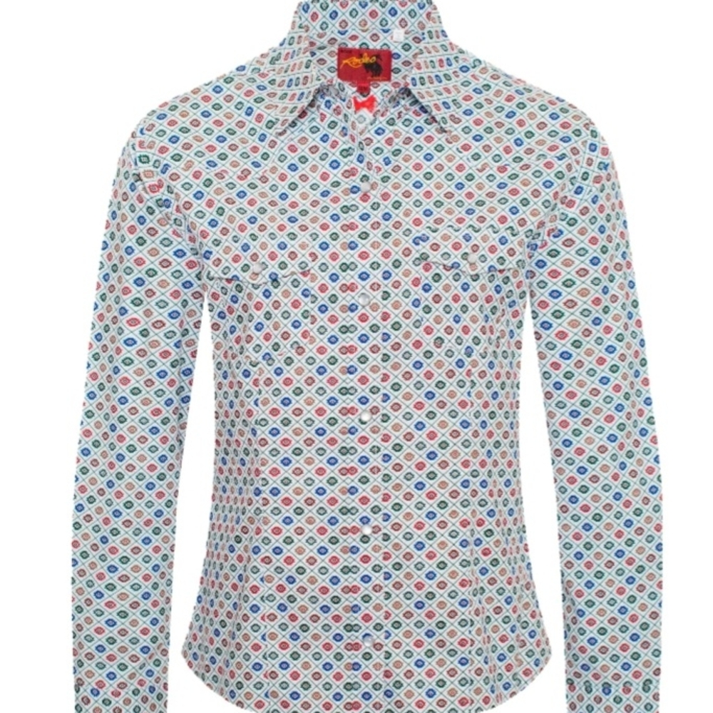 Multicolor Rodeo Geometric Pattern Women's Shirt